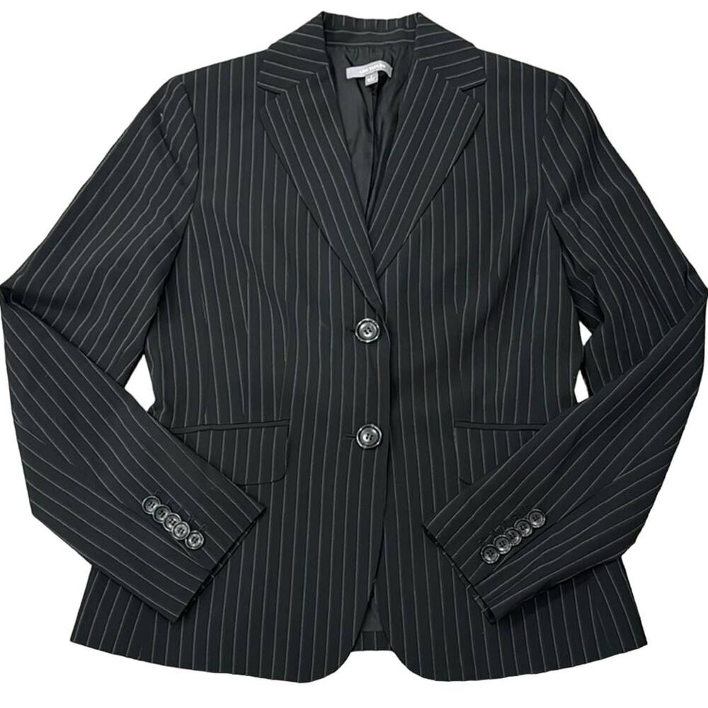 Ann Taylor Tailored Pinstripe Black White Blazer Size 6